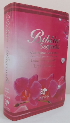 Bíblia sagrada com ajudas adicionais e harpa letra hipergigante - capa luxo floral orquidea - comprar online