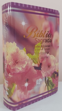 Bíblia letra hipergigante com harpa - capa luxo floral primavera - comprar online