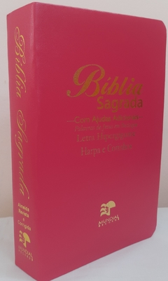 Bíblia sagrada com ajudas adicionais e harpa letra hipergigante - capa luxo pink lisa - comprar online