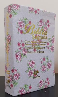 Bíblia sagrada com ajudas adicionais e harpa letra hipergigante capa luxo romantic rosa - comprar online