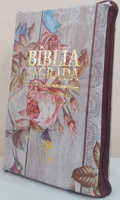 Bíblia letra hipergigante com harpa - capa com zíper azaleia