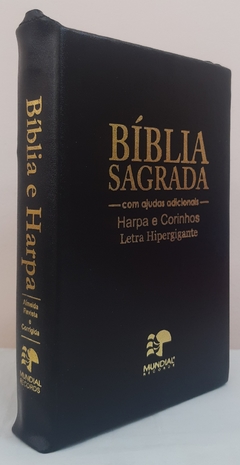 Bíblia sagrada com ajudas adicionais e harpa letra hipergigante - capa com zíper preta - comprar online