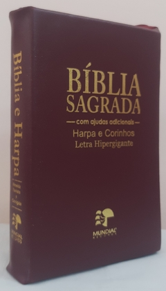 Bíblia letra hipergigante com harpa - capa com zíper vinho - comprar online