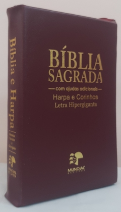 Bíblia sagrada com ajudas adicionais e harpa letra hipergigante - capa com zíper vinho - comprar online