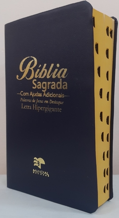 Bíblia letra hipergigante - capa luxo azul marinho - comprar online