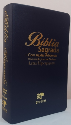Bíblia letra hipergigante - capa luxo azul marinho na internet