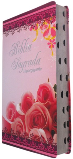 Bíblia letra hipergigante - capa luxo floral rosas