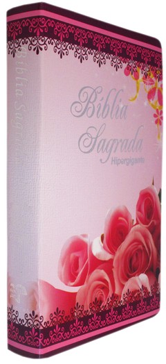 Bíblia letra hipergigante - capa luxo floral rosas