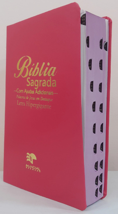 Bíblia sagrada com ajudas adicionais letra hipergigante - capa luxo pink lisa - comprar online