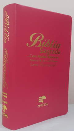 Bíblia sagrada com ajudas adicionais letra hipergigante - capa luxo pink lisa na internet