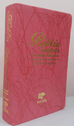 Bíblia sagrada com ajudas adicionais letra hipergigante - capa luxo pink raiz - comprar online