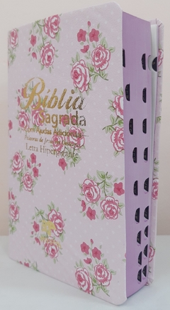Bíblia letra hipergigante - capa luxo romantic rosa