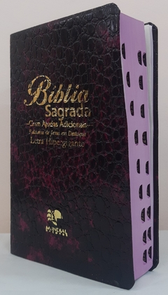 Bíblia sagrada letra hipergigante - capa luxo roxa croco