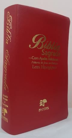 Bíblia sagrada com ajudas adicionais letra hipergigante - capa luxo vermelha na internet