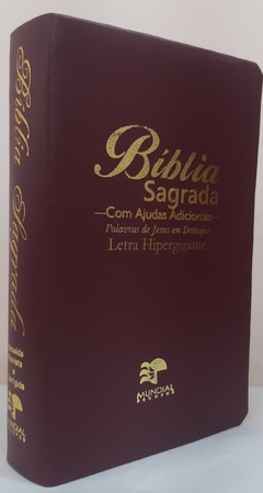 Bíblia letra hipergigante - capa luxo vinho na internet