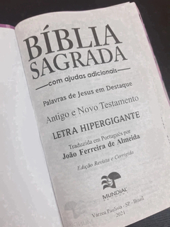 Bíblia do casal letra hipergigante com harpa capa luxo preta + flor do campo na internet