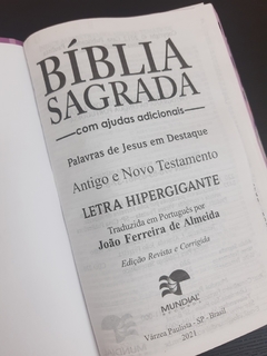 Bíblia sagrada com ajudas adicionais e harpa letra hipergigante - capa com zíper floral roxa na internet