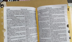 Bíblia do casal letra hipergigante com harpa capa luxo café + floral orquídea - Mundial Records Editora
