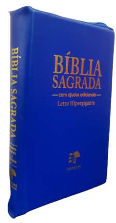 Bíblia sagrada letra hipergigante - capa com zíper azul royal - comprar online