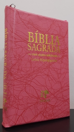 Bíblia sagrada com ajudas adicionais letra hipergigante - capa com zíper pink raiz - comprar online