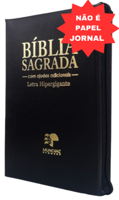 Bíblia original letra hipergigante - capa com zíper preta