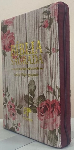 Bíblia letra hipergigante - capa com zíper romantic vermelha