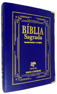 Bíblia de púlpito com harpa - capa luxo azul royal - comprar online