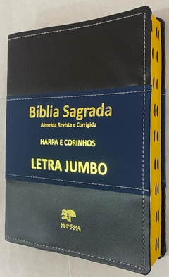 Bíblia letra jumbo com harpa - capa luxo preta