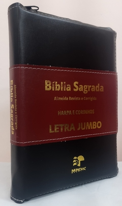 Bíblia letra jumbo com harpa - capa com zíper preta e vinho - comprar online
