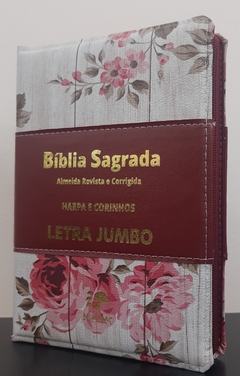 Bíblia letra jumbo com harpa - capa ziper romantic vermelha com vinho - comprar online