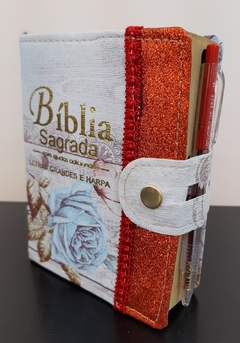 Bíblia média com harpa + caneta - capa azaleia