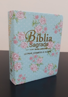 Bíblia média com harpa - capa luxo floral verde - comprar online