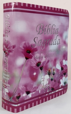 Bíblia sagrada média com harpa - capa luxo floral flor do campo - comprar online