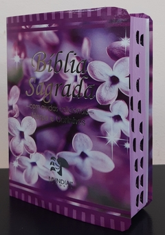 Bíblia sagrada média com harpa - capa luxo floral dama da noite