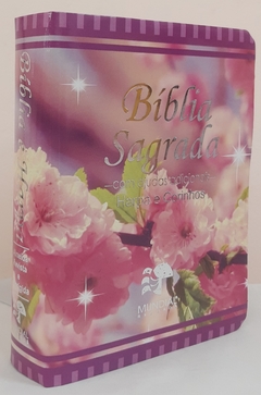 Bíblia sagrada com ajudas adicionais e harpa média capa luxo floral primavera - comprar online