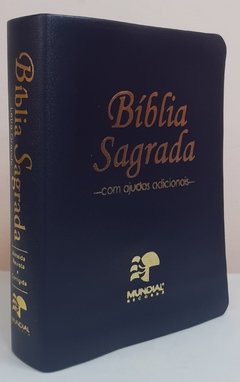 Bíblia sagrada com ajudas adicionais media – capa luxo azul marinho - comprar online