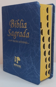Bíblia média - capa luxo azul raiz