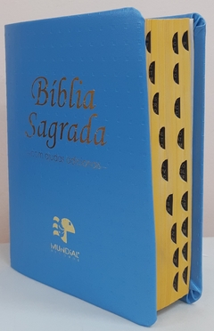 Bíblia média - capa luxo azul serenity