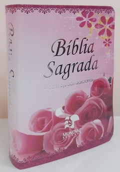 Bíblia média - capa luxo floral rosas - comprar online