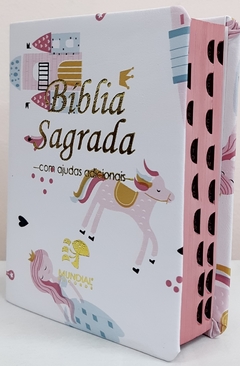 Bíblia sagrada com ajudas adicionais e harpa media - capa luxo princesa