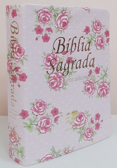 Bíblia média - capa luxo floral rosa - comprar online