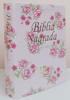 Bíblia sagrada com ajudas adicionais media – capa luxo floral rosa - comprar online