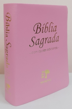 Bíblia sagrada com ajudas adicionais media – capa luxo rosa lisa - comprar online