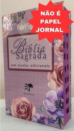Bíblia capa dura especial com harpa - floral lilás