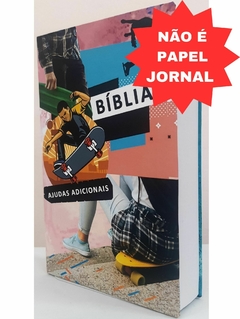 Bíblia sagrada com ajudas adicionais e harpa capa dura - skate