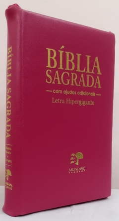 Bíblia sagrada com ajudas adicionais letra hipergigante - capa com zíper pink lisa - comprar online
