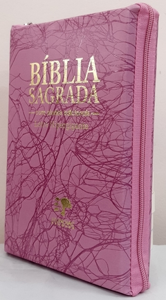 Bíblia sagrada com ajudas adicionais letra hipergigante - capa com zíper rosa raiz - comprar online