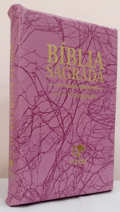 Bíblia sagrada com ajudas adicionais letra hipergigante - capa com zíper rosa raiz na internet