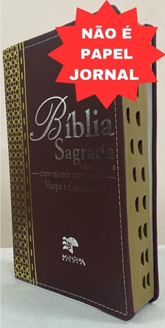 Biblia letra gigante com harpa - capa luxo elegance vinho