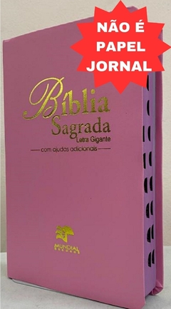 Bíblia letra gigante - capa luxo rosa lisa